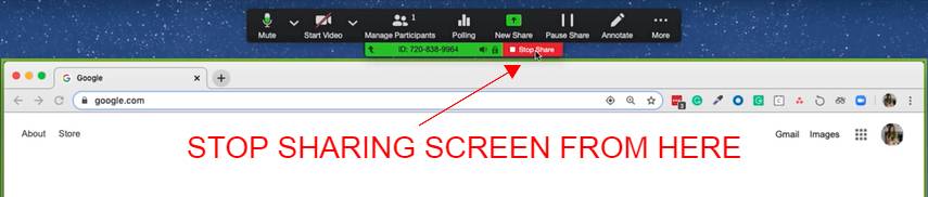 STOP SHARING ZOOM SCREEN