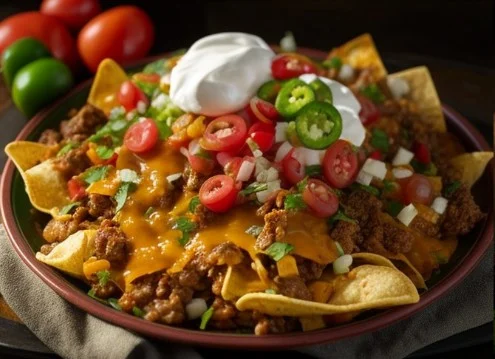 Nachos with variety of toppings