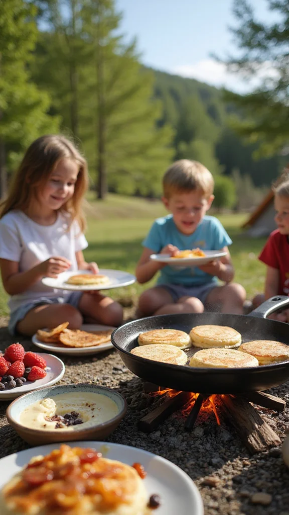 10 Camping Breakfast Ideas for Families with Kids That Everyone Will Love - 1. Fluffy Campfire Pancakes 1