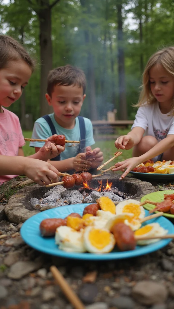 10 Camping Breakfast Ideas for Families with Kids That Everyone Will Love - 7. Campfire Sausage and Egg Skewers 1
