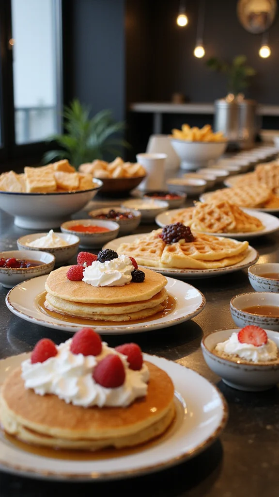 12 Elegant Breakfast Buffet Ideas for Special Celebrations and Occasions - 5. Decadent Pancake and Waffle Bar 1
