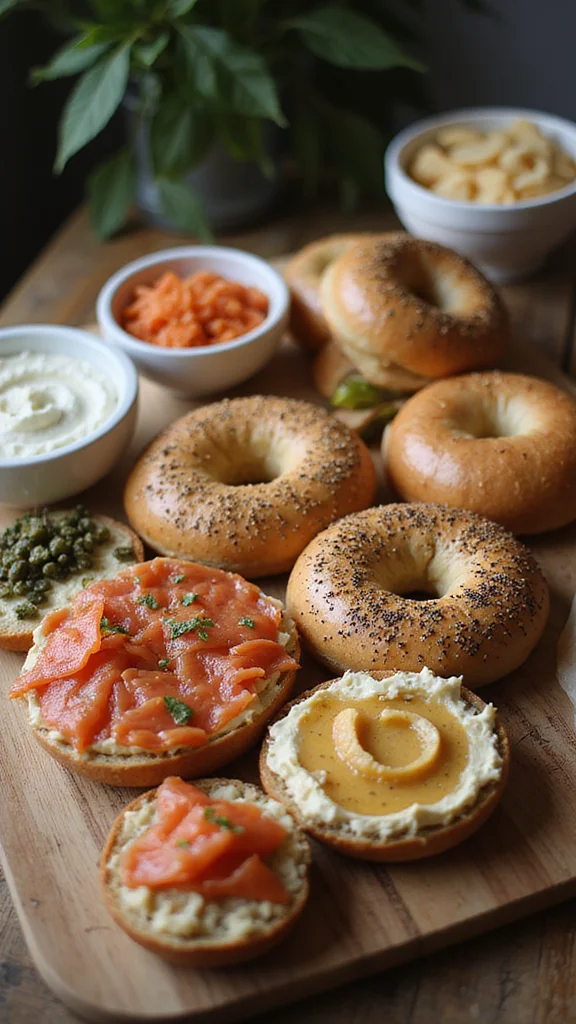 12 Elegant Breakfast Buffet Ideas for Special Celebrations and Occasions - 6. Artisan Bagel Spread 1
