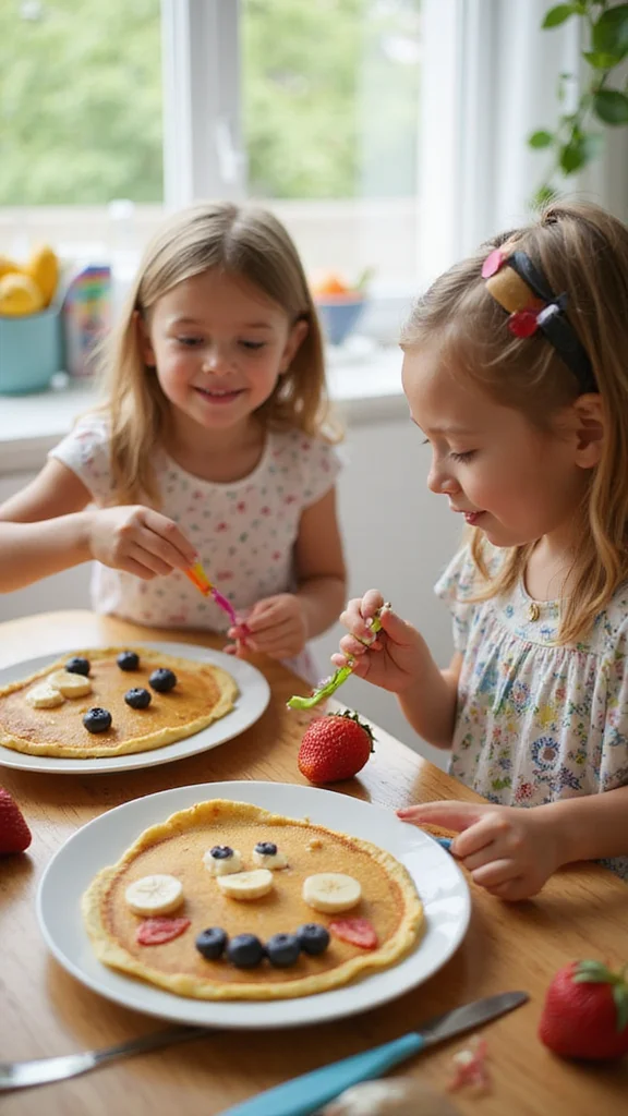 15 Creative Breakfast Ideas Kids Can Help Make All by Themselves - 1. Fruity Pancake Faces 1