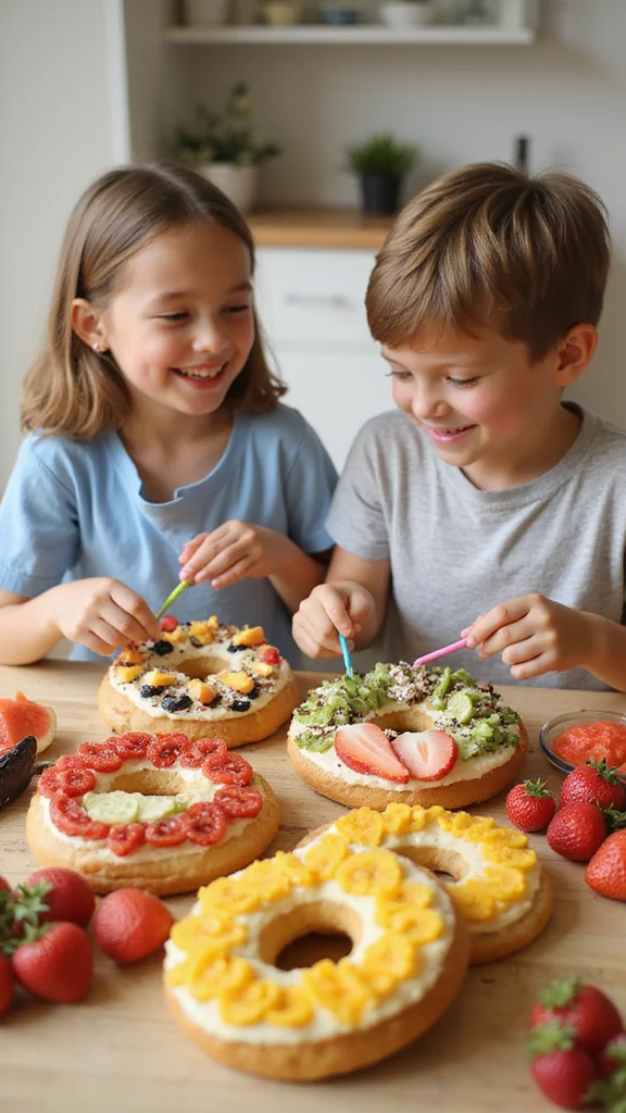 15 Creative Breakfast Ideas Kids Can Help Make All by Themselves - 15. Bagel Faces 1