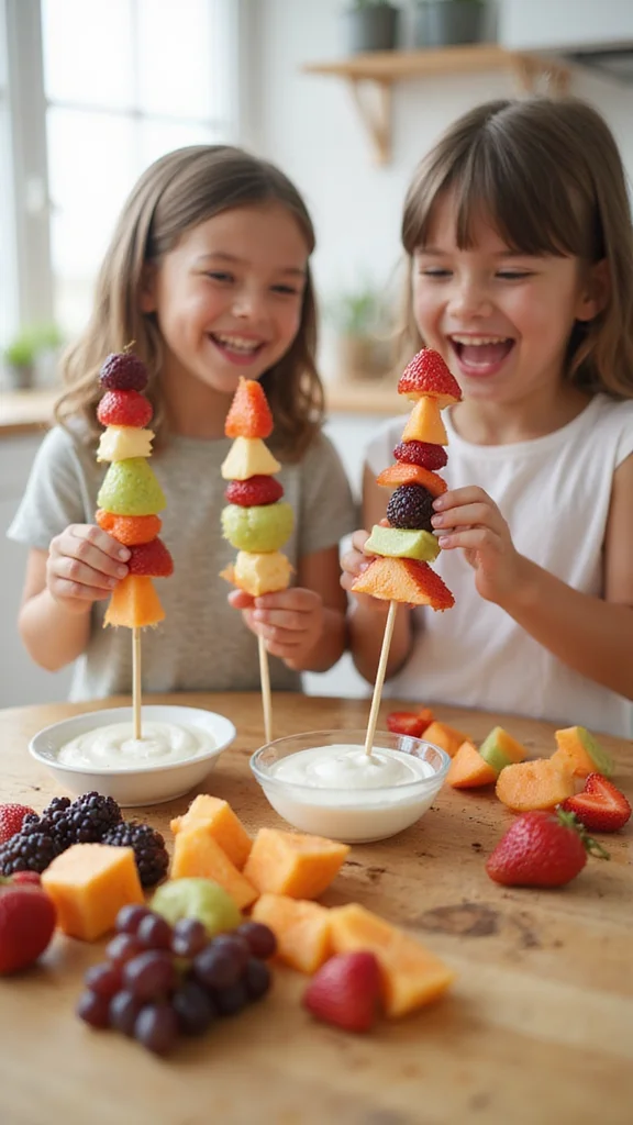 15 Creative Breakfast Ideas Kids Can Help Make All by Themselves - 8. Fruit and Yogurt Skewers 1