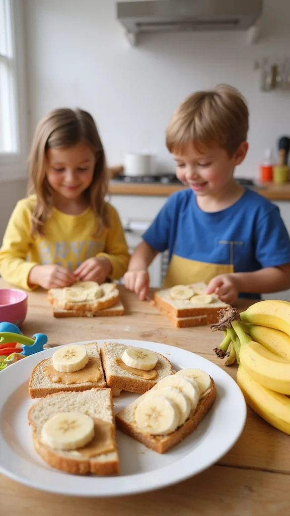 15 Creative Breakfast Ideas Kids Can Help Make All by Themselves - 9. Nut Butter and Banana Sandwiches 1