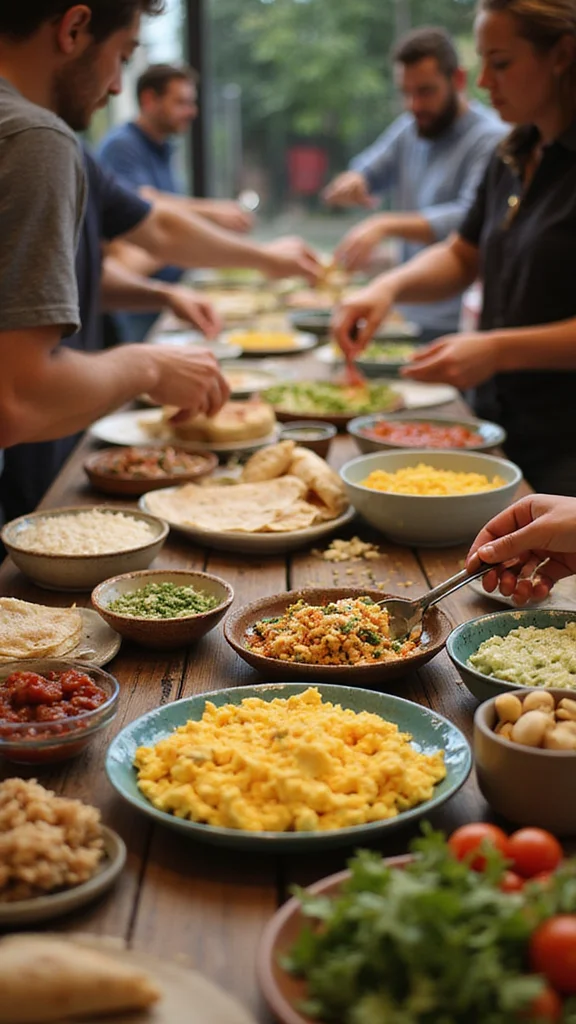 15 Easy Breakfast Buffet Ideas That Feed a Hungry Crowd - 7. Breakfast Burrito Bar 1