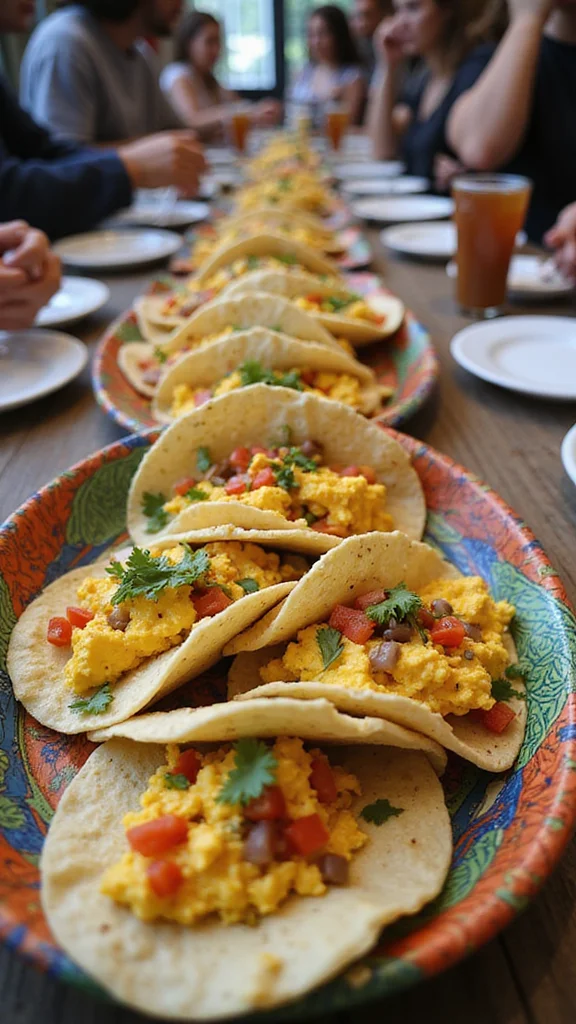 18 Budget-Friendly Breakfast Buffet Ideas That Still Look Amazing - 13. Breakfast Tacos with Eggs and Salsa 1
