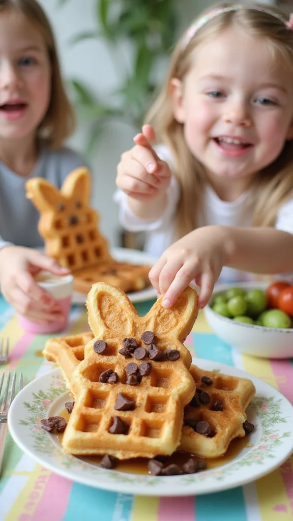 18 Creative Easter Breakfast Ideas Perfect for Even the Pickiest Kids - 7. Chocolate Chip Bunny Waffles 1