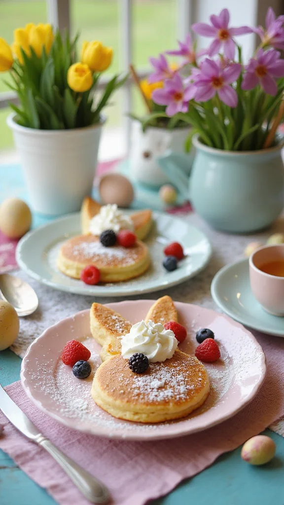 18 Easter Breakfast Ideas That Are Perfect for Feeding a Crowd - 1. Bunny-Shaped Pancakes 1