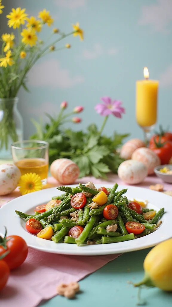 18 Easter Breakfast Ideas That Are Perfect for Feeding a Crowd - 13. Asparagus and Tomato Salad 1