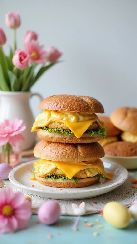 18 Easter Breakfast Ideas That Are Perfect for Feeding a Crowd - 15. Egg and Cheese Breakfast Sandwiches 1
