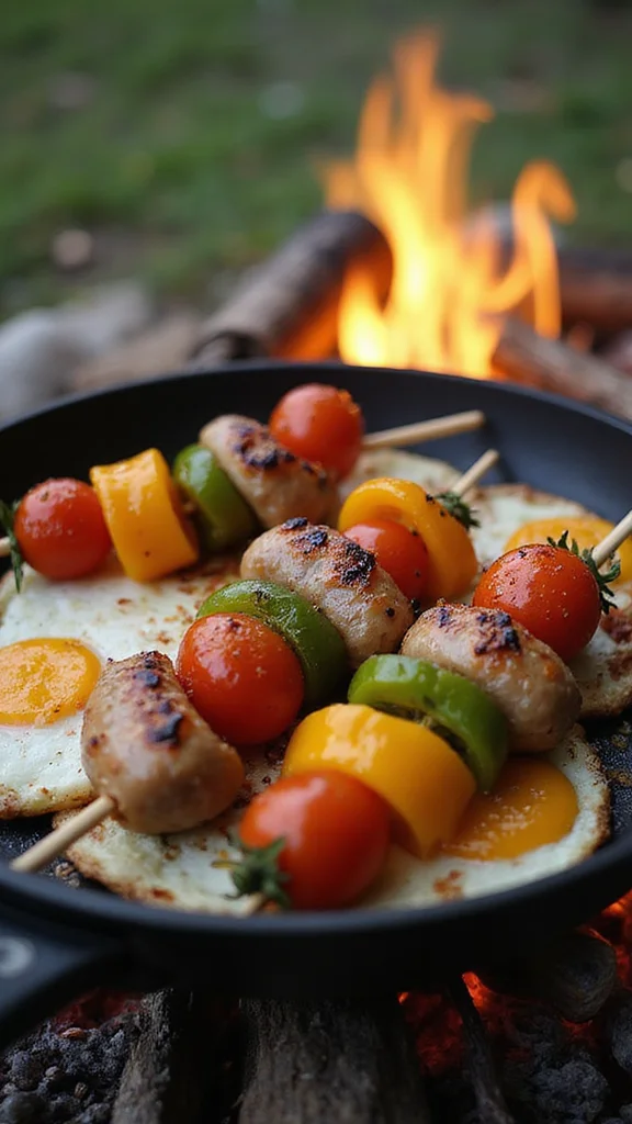 18 One-Pan Camping Breakfast Ideas You'll Want to Make Every Trip - 18. Campfire Breakfast Skewers 1
