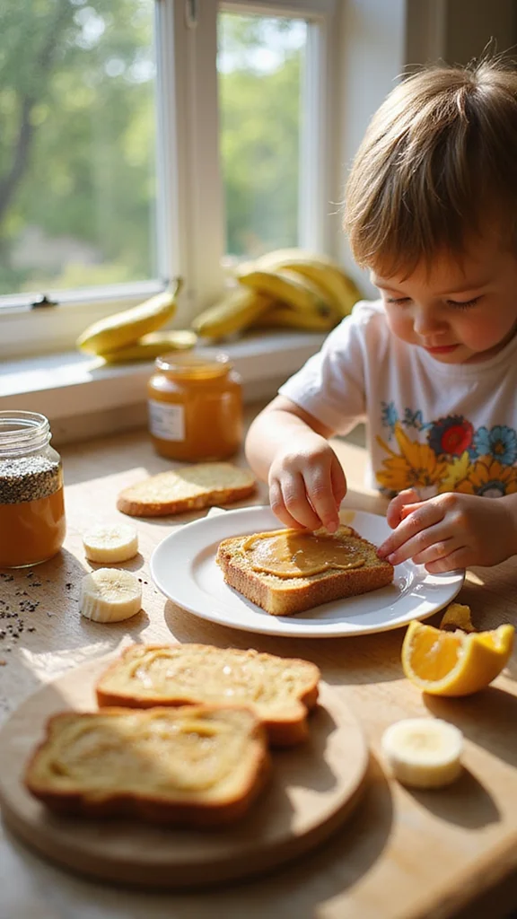 18 Quick Fun Breakfast Ideas for Busy School Morning Routines - 2. Peanut Butter Banana Toast 1