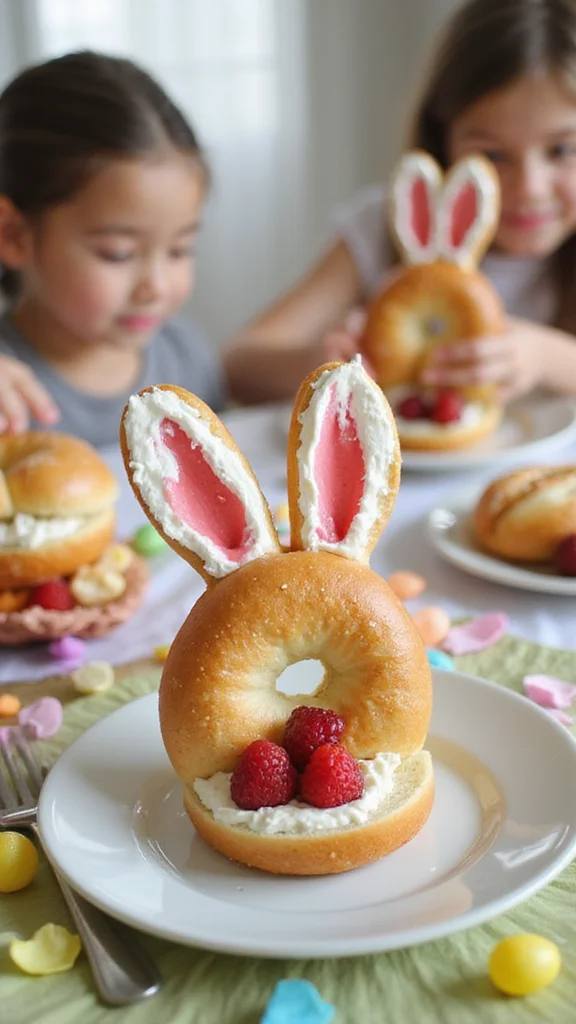 20 Adorable Easter Breakfast Ideas That Every Kid Will Love - 11. Easter Bunny Bagels 1