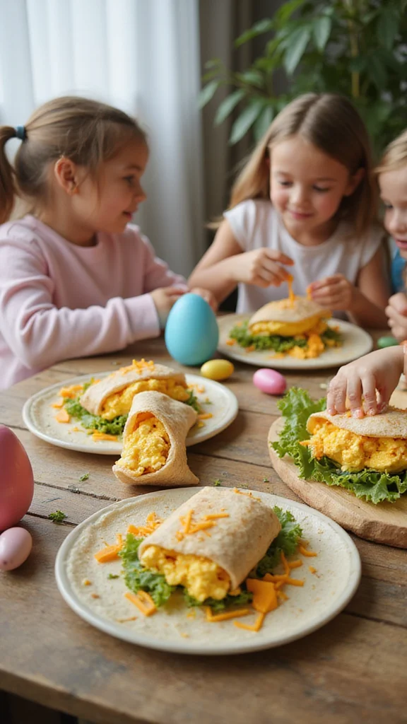 20 Adorable Easter Breakfast Ideas That Every Kid Will Love - 14. Easter Egg Breakfast Burritos 1