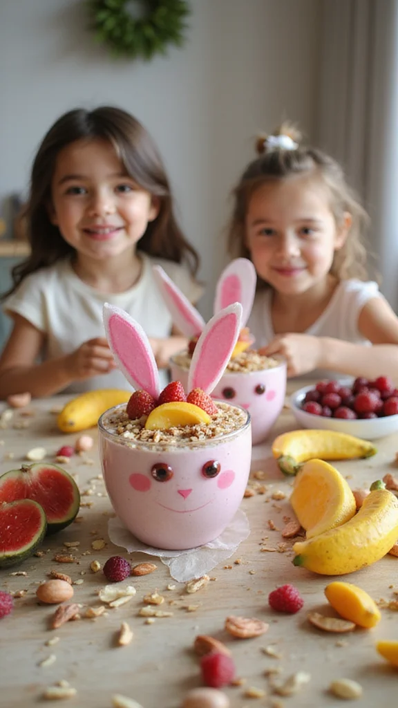 20 Adorable Easter Breakfast Ideas That Every Kid Will Love - 6. Easter Bunny Smoothie Bowls 1