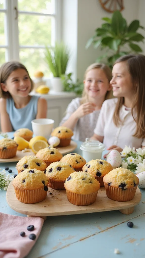 20 Beautiful Easter Breakfast Ideas to Wow Your Whole Family - 10. Lemon Blueberry Muffins 1