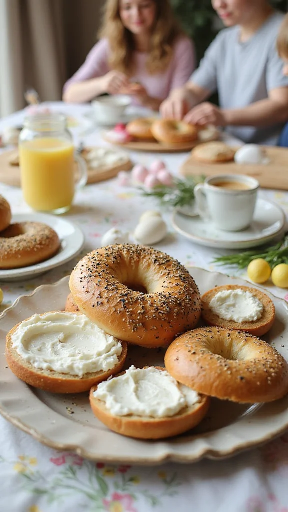 20 Beautiful Easter Breakfast Ideas to Wow Your Whole Family - 13. Poppy Seed Bagels with Cream Cheese 1