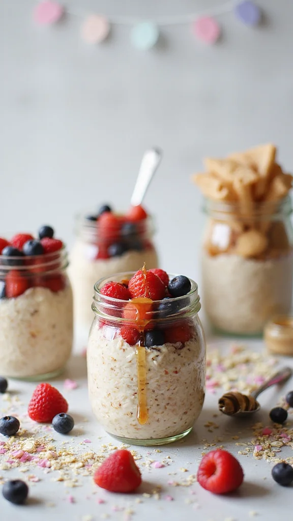 20 Beautiful Easter Breakfast Ideas to Wow Your Whole Family - 17. Overnight Oats with Berries 1