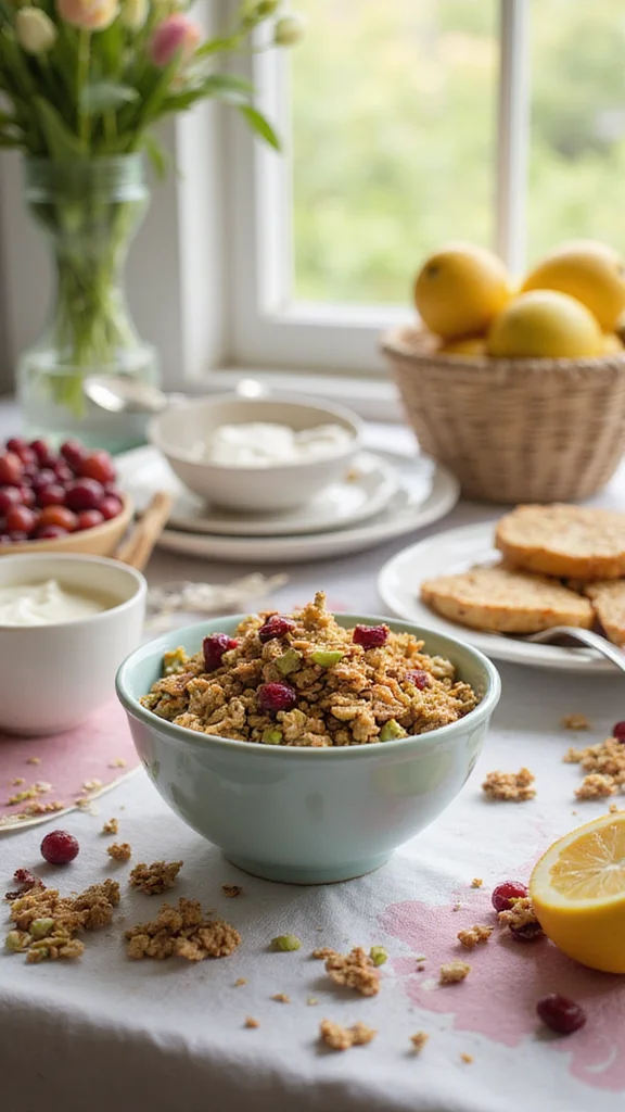 20 Beautiful Easter Breakfast Ideas to Wow Your Whole Family - 17. Pistachio and Cranberry Granola 1