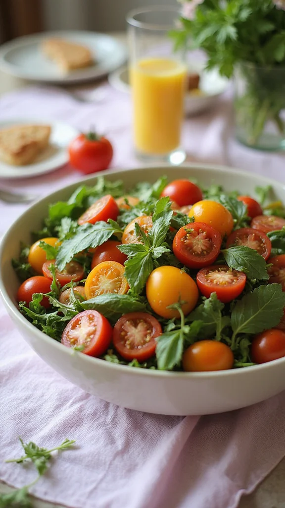 20 Beautiful Easter Breakfast Ideas to Wow Your Whole Family - 19. Fresh Herb & Tomato Salad 1