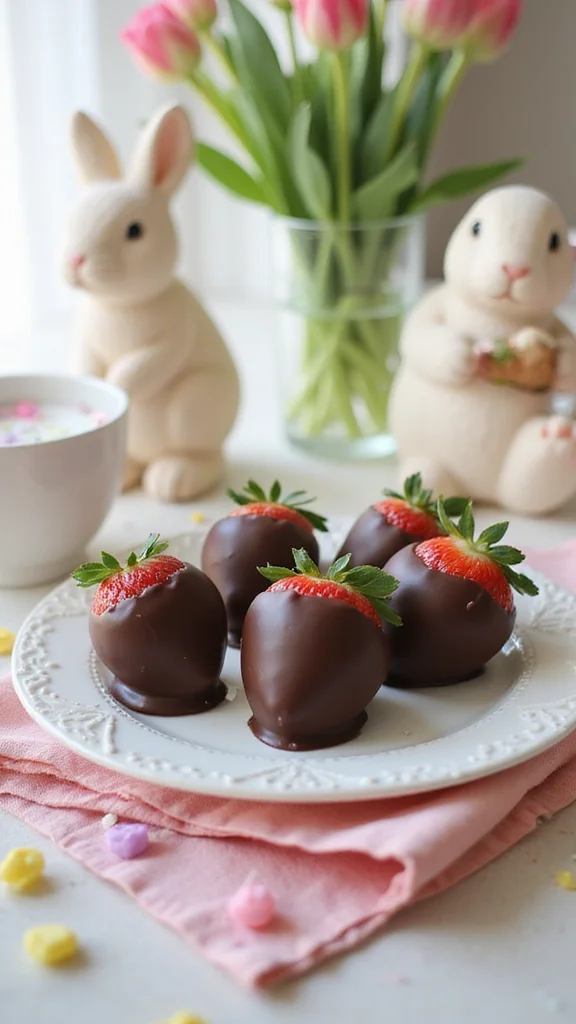 20 Beautiful Easter Breakfast Ideas to Wow Your Whole Family - 20. Chocolate-Covered Strawberries 1