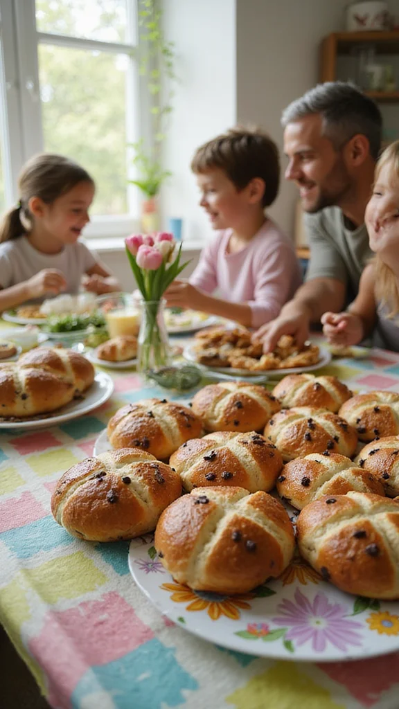20 Beautiful Easter Breakfast Ideas to Wow Your Whole Family - 7. Chocolate Chip Hot Cross Buns 1