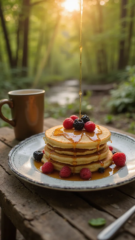 20 Easy Camping Breakfast Ideas That Require No Refrigeration - 7. Pancakes with Maple Syrup 1