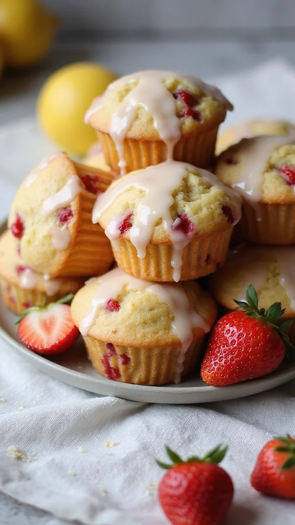 10 Elegant Strawberry Breakfast Recipes Perfect for a Spring Brunch - 10. Strawberry Muffins with Lemon Glaze 1