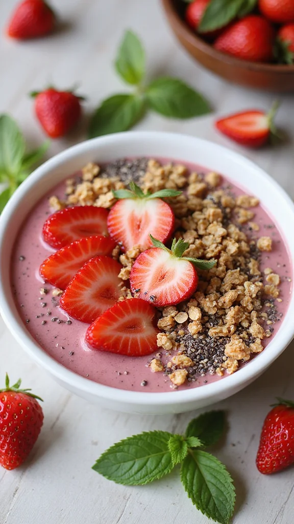 10 Elegant Strawberry Breakfast Recipes Perfect for a Spring Brunch - 2. Strawberry Smoothie Bowl 1