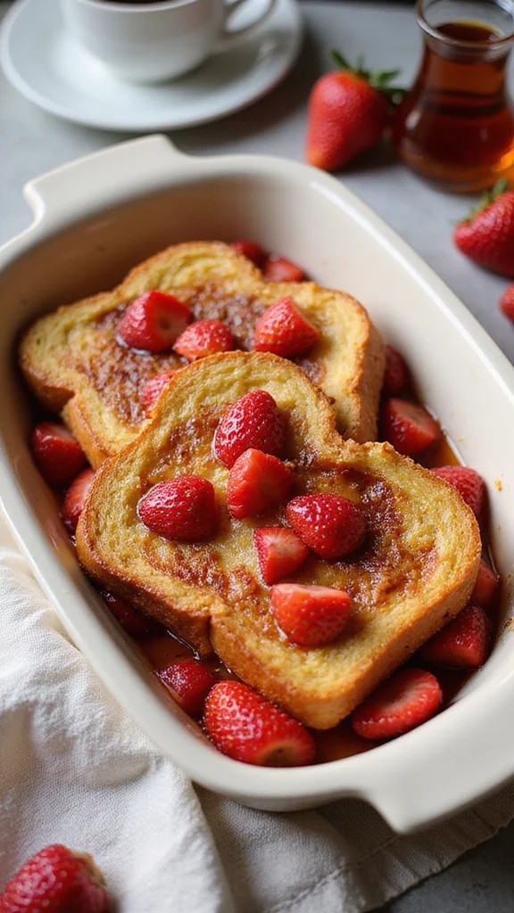 10 Elegant Strawberry Breakfast Recipes Perfect for a Spring Brunch - 3. Strawberry French Toast Bake 1