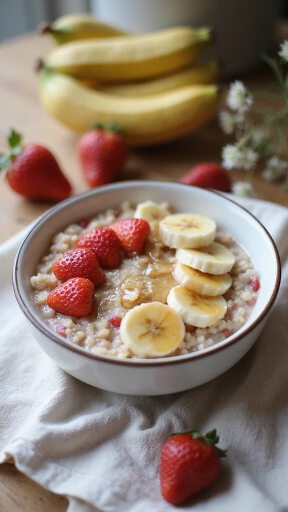 10 Elegant Strawberry Breakfast Recipes Perfect for a Spring Brunch - 6. Strawberry Banana Oatmeal 1