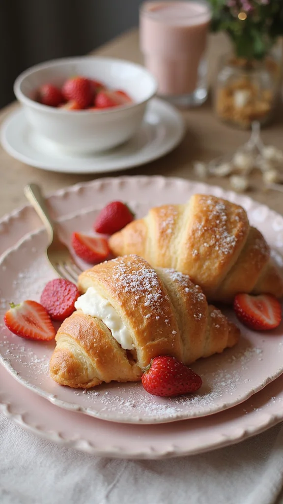 10 Elegant Strawberry Breakfast Recipes Perfect for a Spring Brunch - 7. Strawberry & Cream Cheese Stuffed Croissants 1