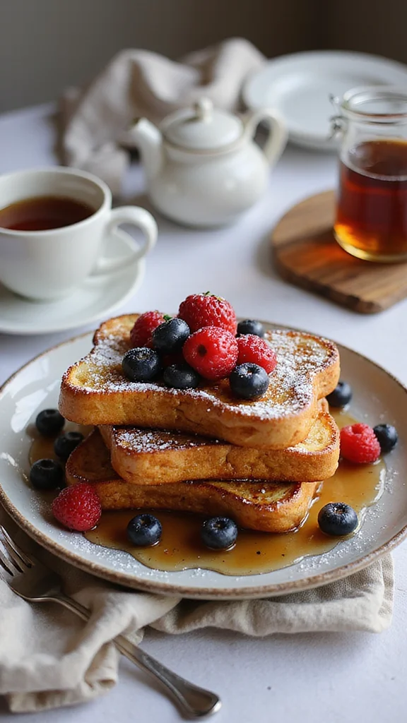 12 Elegant Breakfast Brunch Ideas to Genuinely Impress Your Guests - 2. French Toast Stacks with Maple Syrup 1