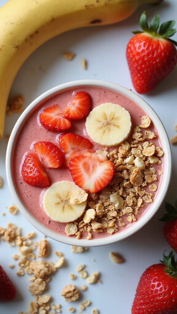 12 Healthy Strawberry Breakfast Recipes That Still Taste Totally Indulgent - 3. Strawberry Smoothie Bowl 1