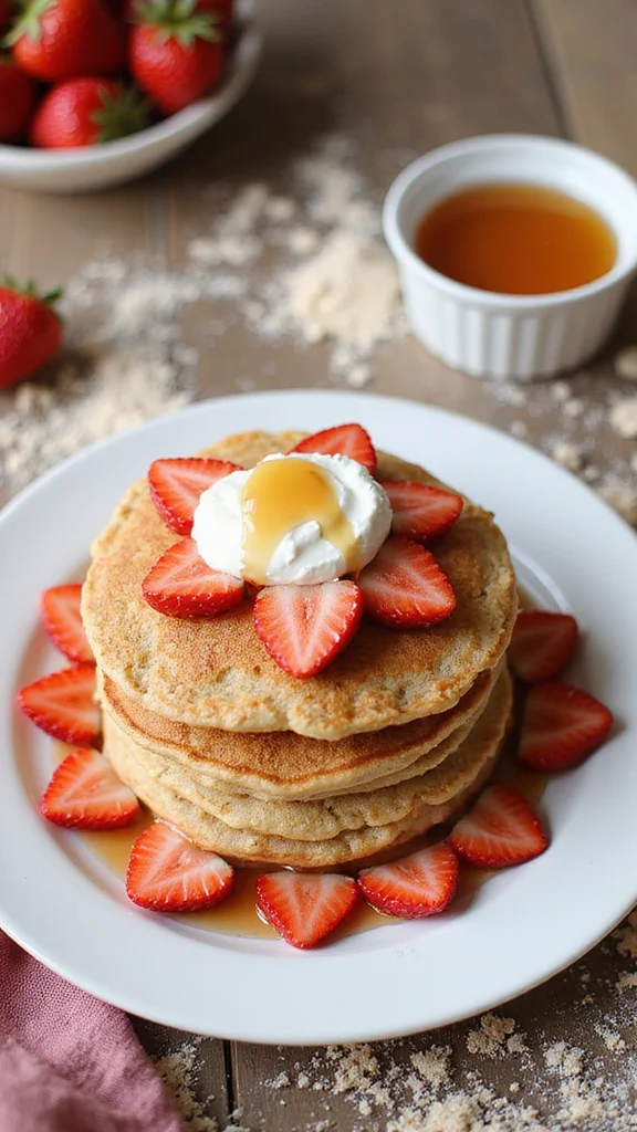 12 Healthy Strawberry Breakfast Recipes That Still Taste Totally Indulgent - 4. Strawberry Whole Wheat Pancakes 1
