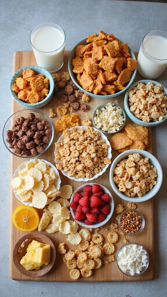 15 Beautiful Breakfast Grazing Board Ideas for Your Next Brunch - 10. Whimsical Cereal Bar 1
