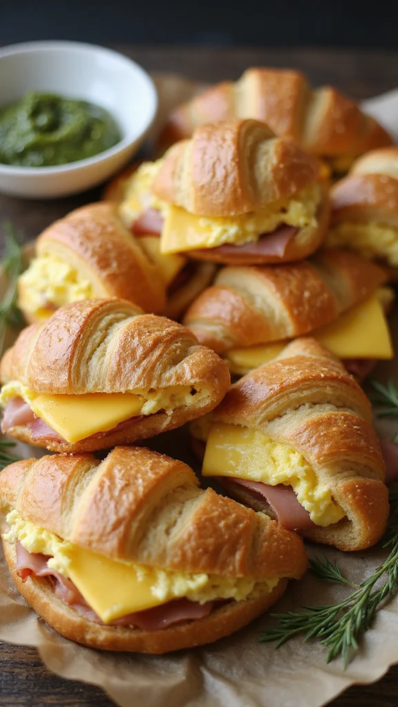 15 Easy Breakfast Brunch Ideas for a Crowd That Everyone Will Love - 7. Breakfast Croissant Sandwiches 1