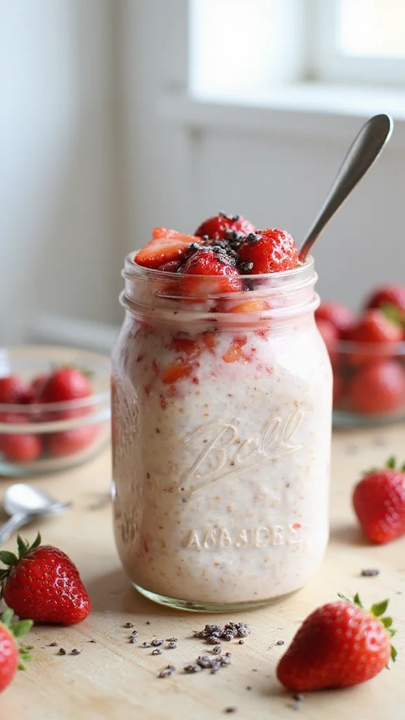 15 Easy Strawberry Breakfast Recipes Kids Will Beg You to Make - 4. Strawberry Overnight Oats 1