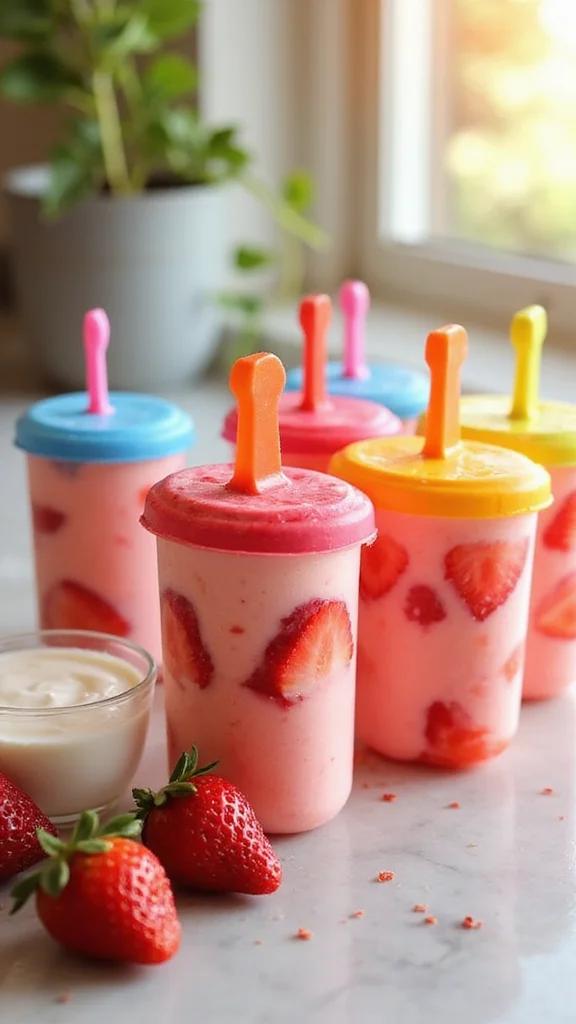 15 Easy Strawberry Breakfast Recipes Kids Will Beg You to Make - 7. Strawberry Yogurt Popsicles 1