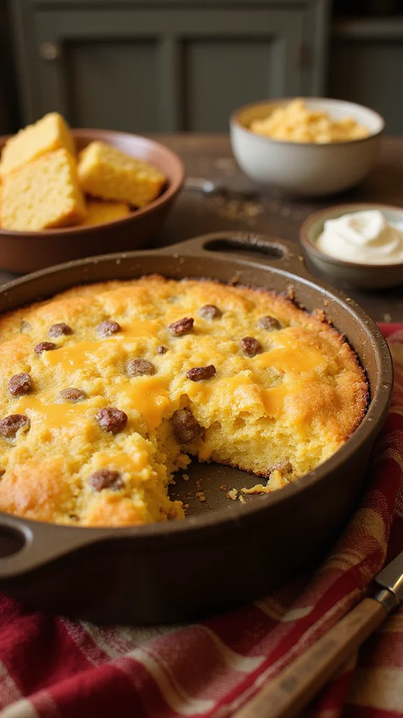 15 Make-Ahead Breakfast Casserole Ideas Perfect for Christmas Morning - 9. Cornbread Breakfast Casserole 1
