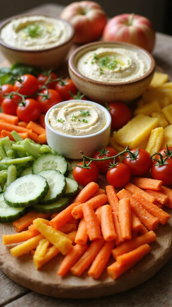 18 Budget-Friendly Breakfast Grazing Board Ideas That Still Wow - 9. Veggie and Hummus Delight 1