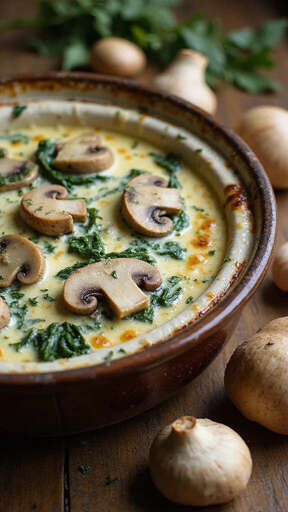 18 Crowd-Pleasing Breakfast Casserole Ideas for Brunch Gatherings - 9. Creamy Mushroom and Spinach Casserole 1