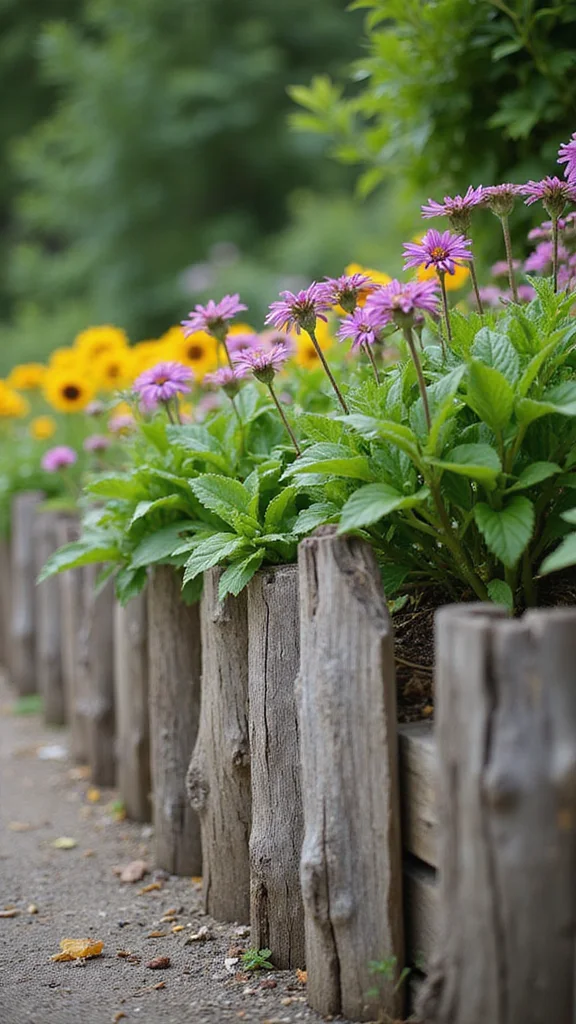 18 Flower Bed Border Ideas That Define Your Garden Like a Pro - 1. Rustic Wooden Edging 1