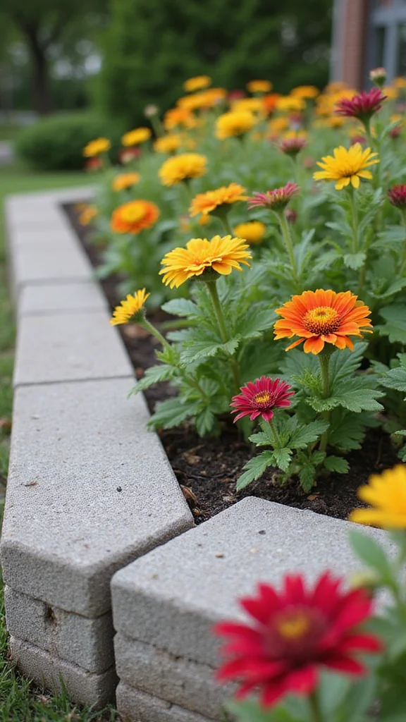 18 Flower Bed Border Ideas That Define Your Garden Like a Pro - 11. Concrete Block Borders 1