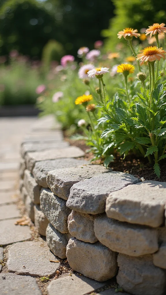 18 Flower Bed Border Ideas That Define Your Garden Like a Pro - 3. Elegant Stone Borders 1