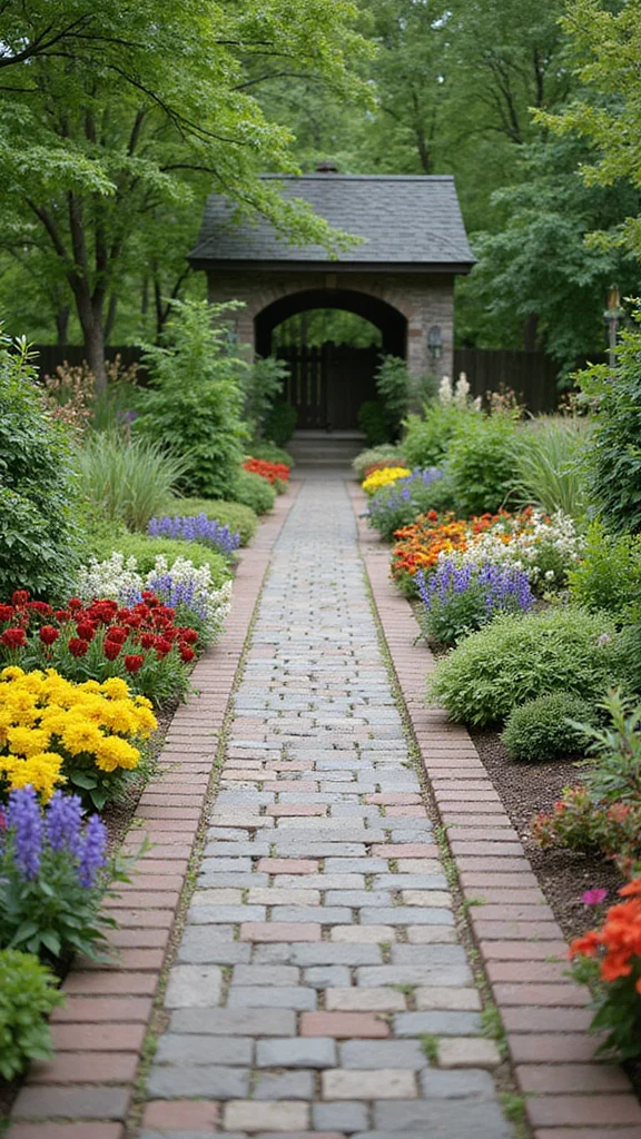 18 Flower Bed Border Ideas That Define Your Garden Like a Pro - 5. Charming Paver Pathway Borders 1
