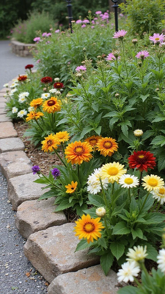 18 Flower Bed Border Ideas That Define Your Garden Like a Pro - 6. Layered Edging with Flowers 1