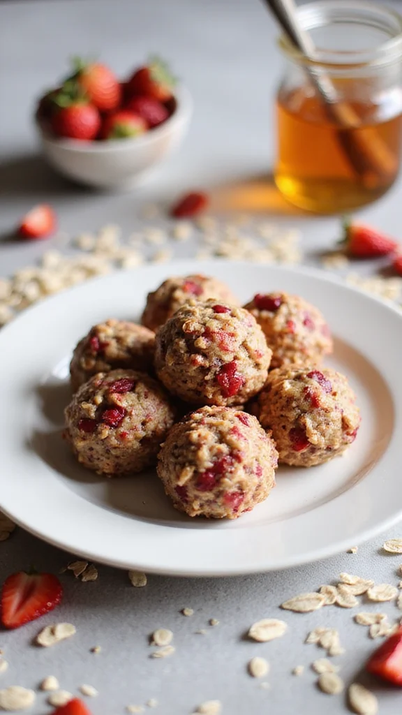18 Make-Ahead Strawberry Breakfast Recipes to Prep for the Week Ahead - 12. Strawberry Energy Bites 1